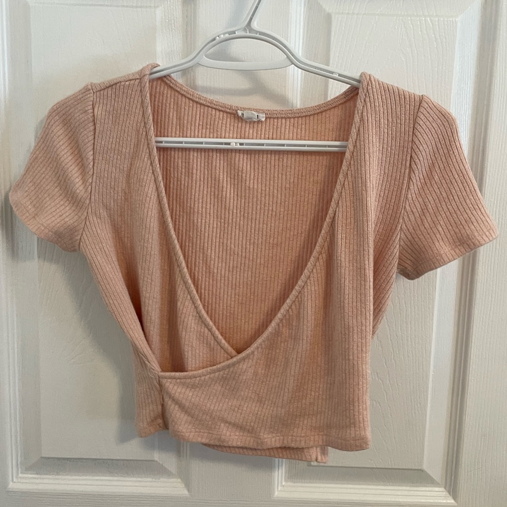 Garage Pink Front Wrap Crop Top